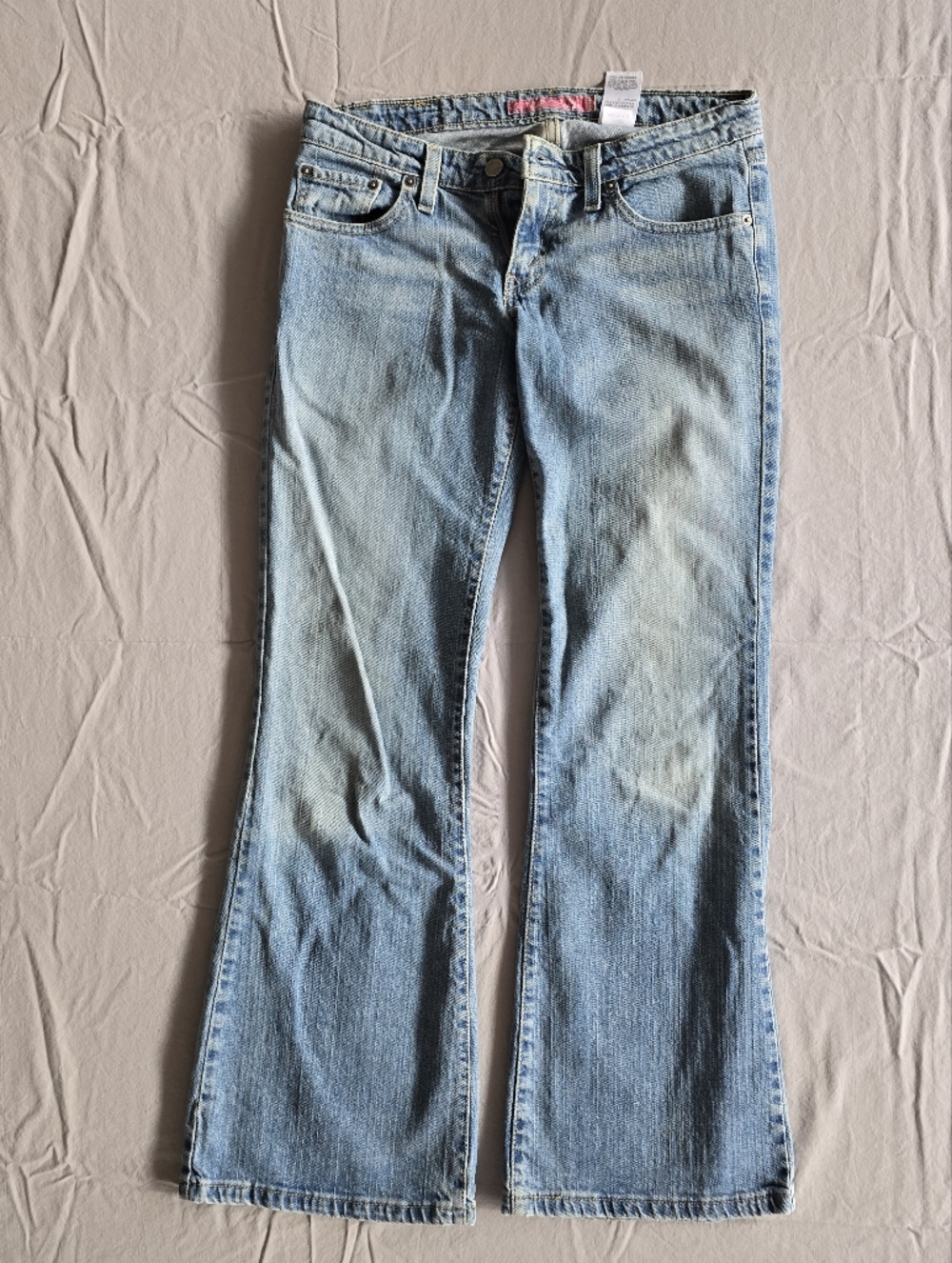 Women's Levi's 524 Too Superlow Flare Cut Blue Jeans - Size 7 (Pink Label) - Picture 2 of 10